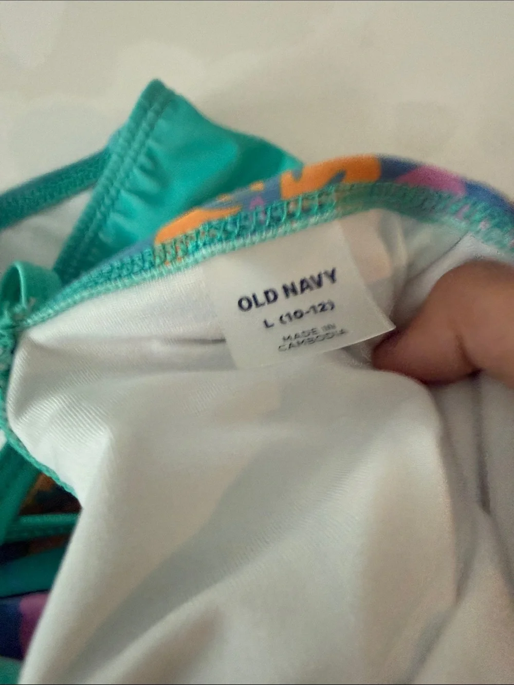 Old Navy Teal Floral One-Piece Swimsuit with Pink & Orange Accents